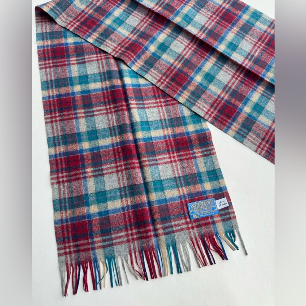 Pendleton Virgin Wool Scarf Multicolor Plaid Made… - image 2